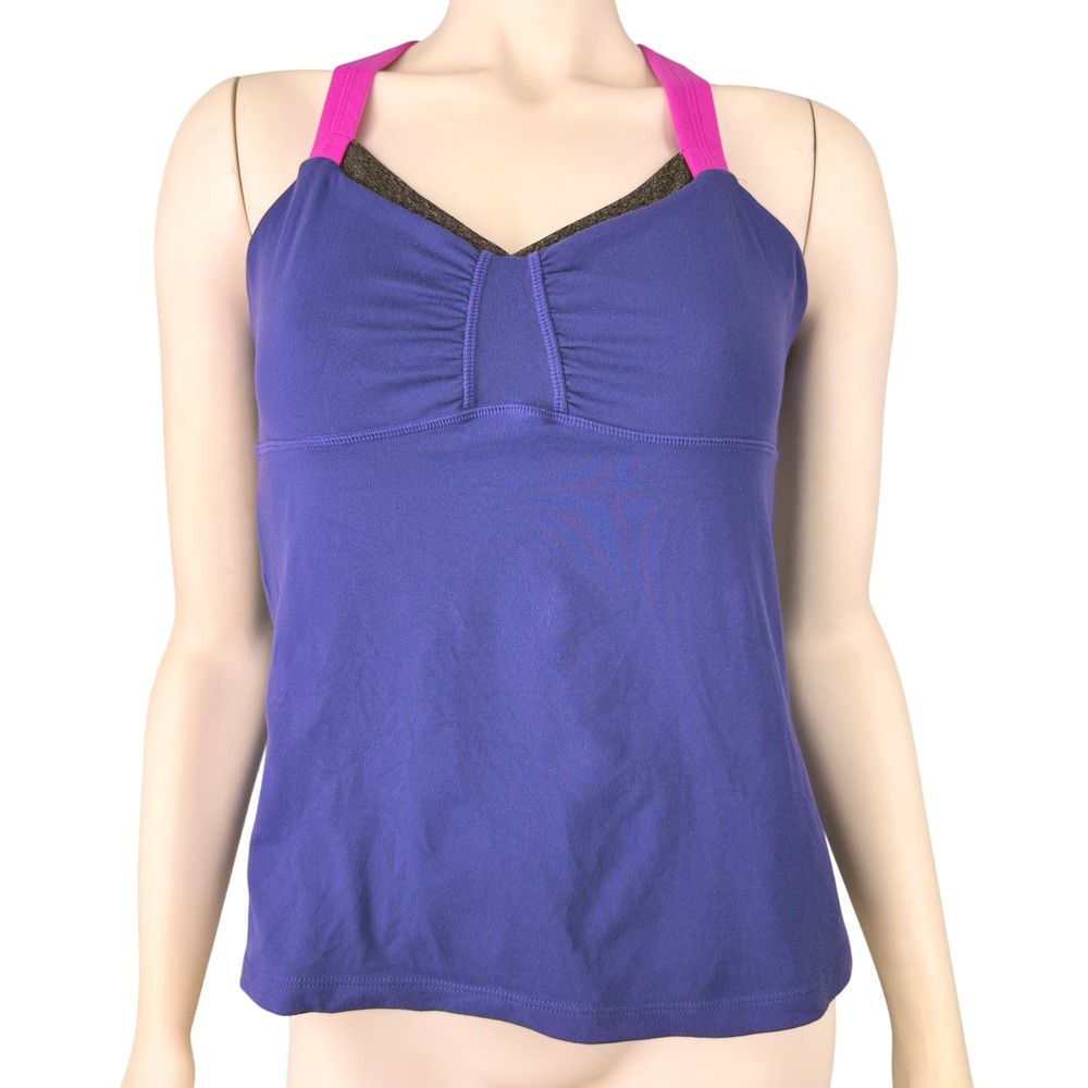 Rese Yoga Tank Top Womens‎ Large Purple Pink Crossback Athletic Made in USA